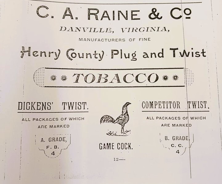Advertisement for C.A. Raine & Co. in Connorton's Tobacco Brand Directory, 1892.