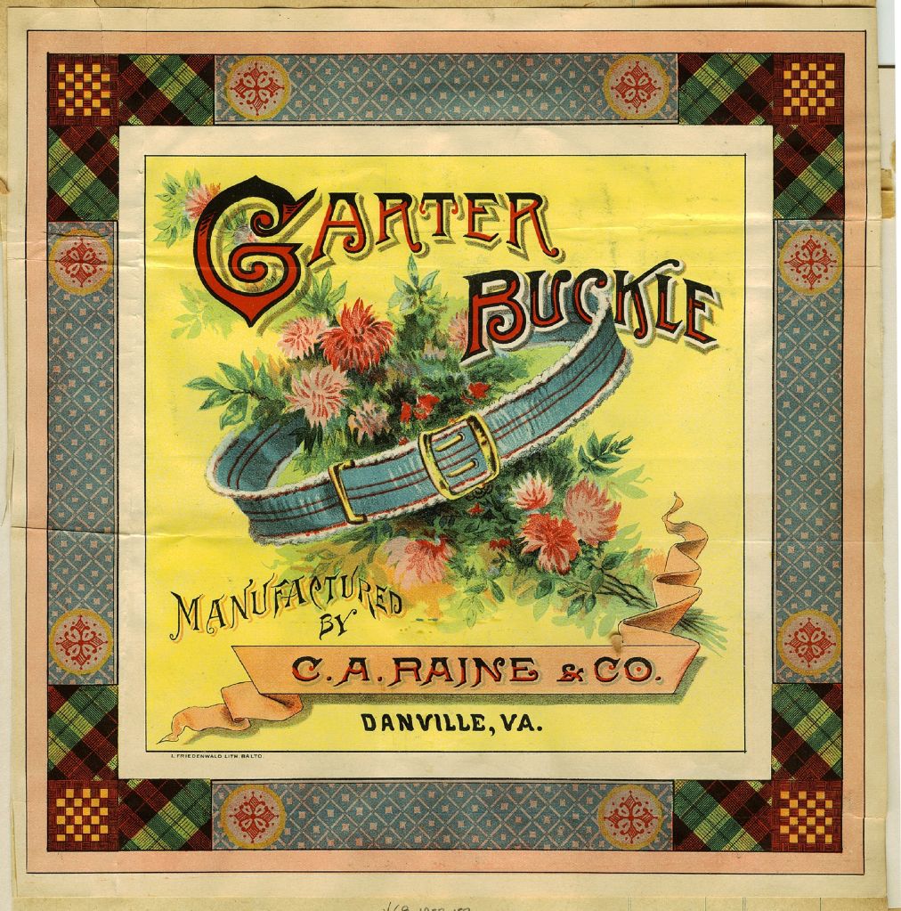 Garter Buckle plug tobacco label.
