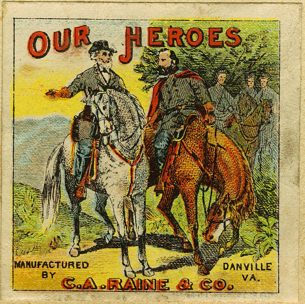 Our Heroes brand plug tobacco label. A second, working version is not shown but can be viewed in The Valentine Museum collection. Image: Courtesy The Valentine Museum.